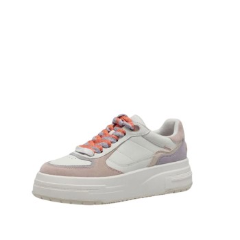 WOMEN'S SNEAKER WHITE/PINK/MULTI-COLOR TAMARIS 1-23760-44 596 M2376044 ROSE COMB