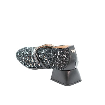 WOMEN'S HEEL BLACK/SILVER WONDERS D-1205