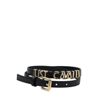 ΓΥΝΑΙΚΕΙΑ ΖΩΝΗ ΜΑΥΡΗ JUST CAVALLI 79RA6F4A ZSA76 899 SNAKE PU CINTURA JC NEW LETTERING