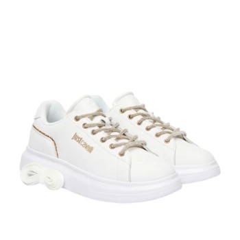 ΓΥΝΑΙΚΕΙΟ SNEAKER ΛΕΥΚΟ JUST CAVALLI 79RA3SB1 ZPB59 003 FONDO URSA DIS.SB1 LEATHER+GLITTER STRASS