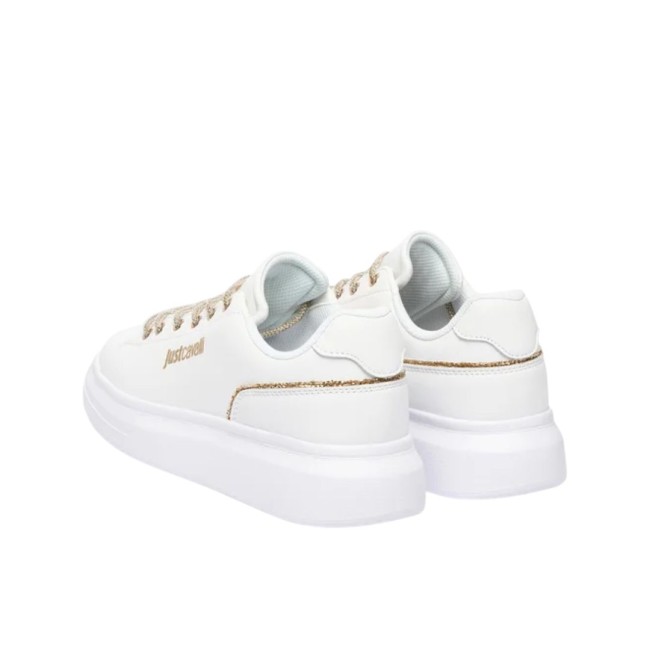 ΓΥΝΑΙΚΕΙΟ SNEAKER ΛΕΥΚΟ JUST CAVALLI 79RA3SB1 ZPB59 003 FONDO URSA DIS.SB1 LEATHER+GLITTER STRASS