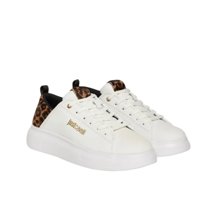 ΓΥΝΑΙΚΕΙΟ SNEAKER ΛΕΥΚΟ JUST CAVALLI 79RA3SB7 ZPB58 003 FONDO URSA DIS.2 LEATHER+ANIMALIER
