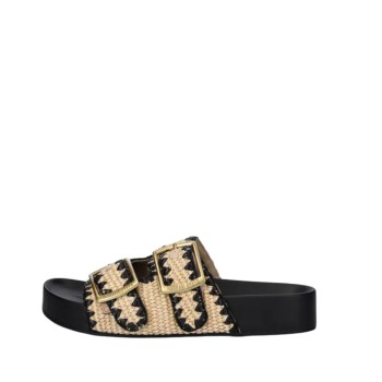 WOMEN'S SLIPPERS BLACK/BEIGE STEVE MADDEN SM11003795-04004-380 ON DECK