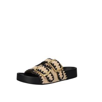 WOMEN'S SLIPPERS BLACK/BEIGE STEVE MADDEN SM11003795-04004-380 ON DECK