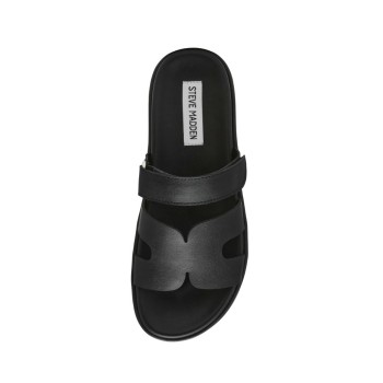 WOMEN'S SLIPPERS BLACK STEVE MADDEN SM11003773-03001-05O BIGMISSILE BLK ACTION LEATHER